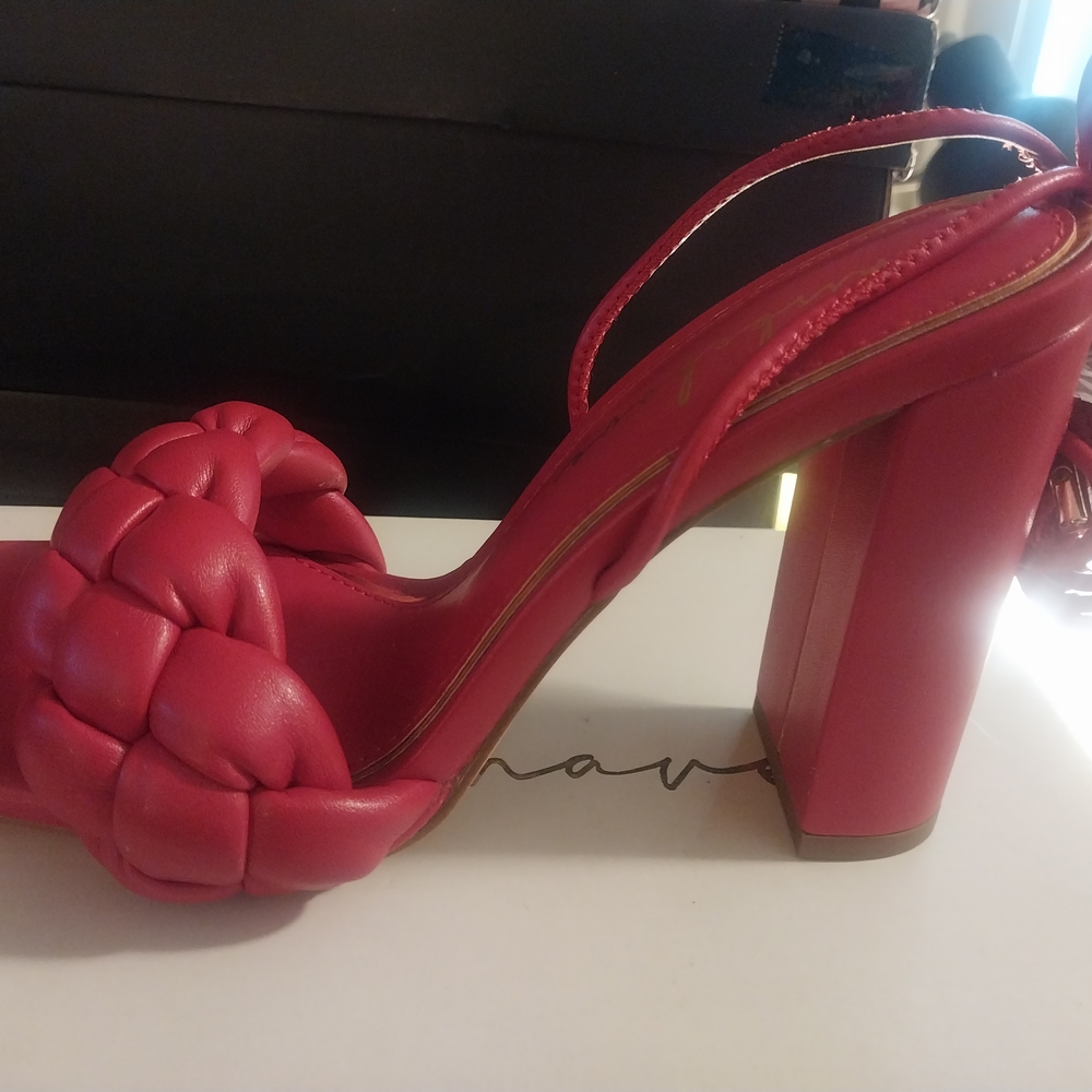 Chic Red Braided High Heel Sandals